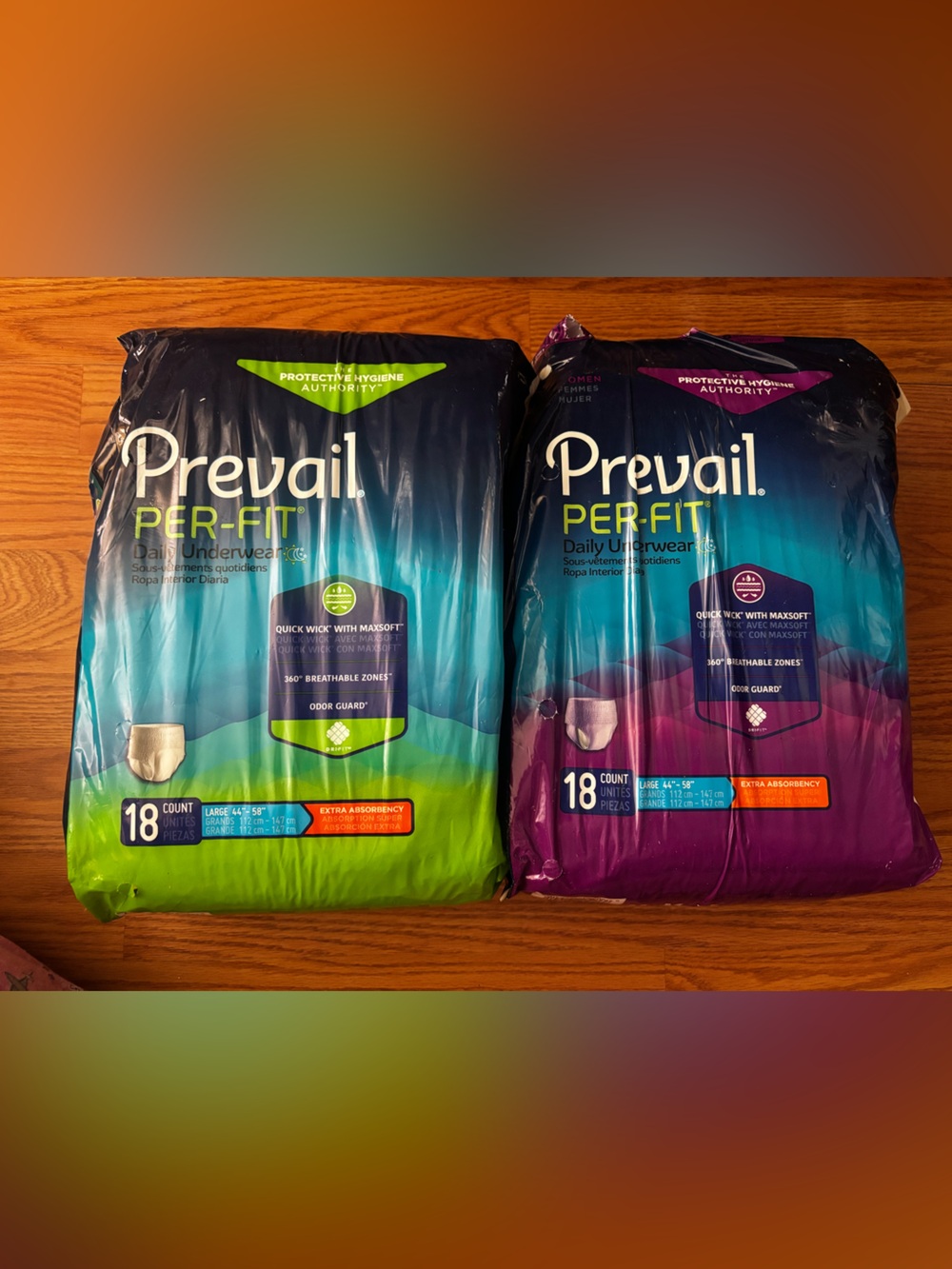 Prevail Per-Fit Daily Underwear - Teal & Purple Packets
